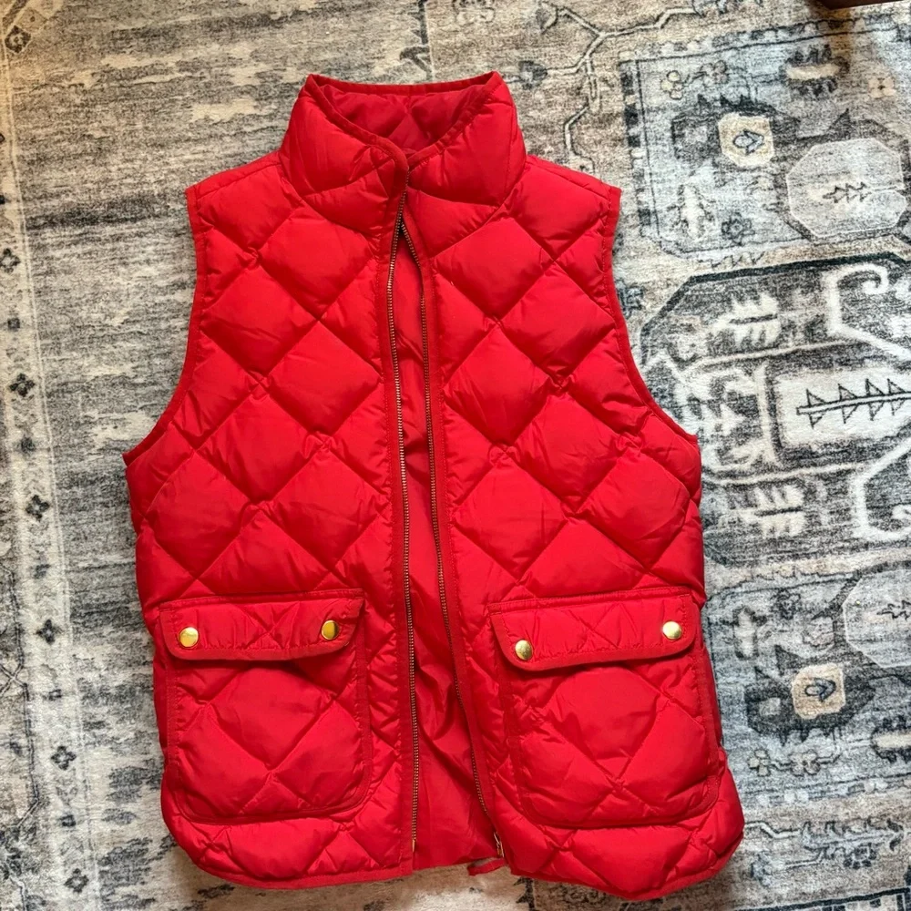 J. Crew quilted down vest in red ♥️ - Picture 5 of 6